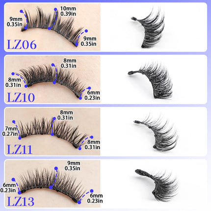 Lanjinglin Magnetic Eyelashes 1 Pair Natural Faux Mink Lashes Reusable False Eyelashes Tweezer Set Eyelash Extension Makeup Tool