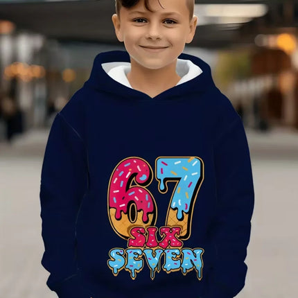 Fun Six Seven 6 7 Meme Design Hoodie for Kids Chaotic Humor Y2k Game Saying Tee Novelty Gift Boys Top Fashion Children's Clothes