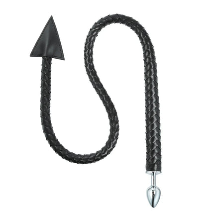 Metal Anal Plug PU leather Whip Anal Sex Devil Tail Cosplay Butt Plug Adult Games Anal Sex Toys for Couples Men and Women