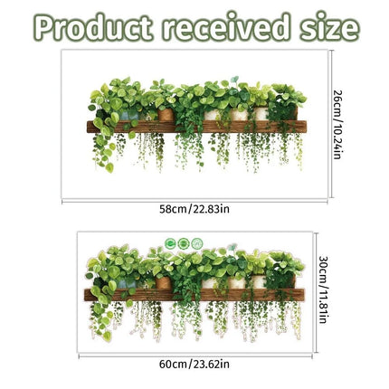 Green Plant Hanging Basket Wall Stickers for Living Room Decoration Bedroom Home Wall Decoration Stickers Room Decor One Piece