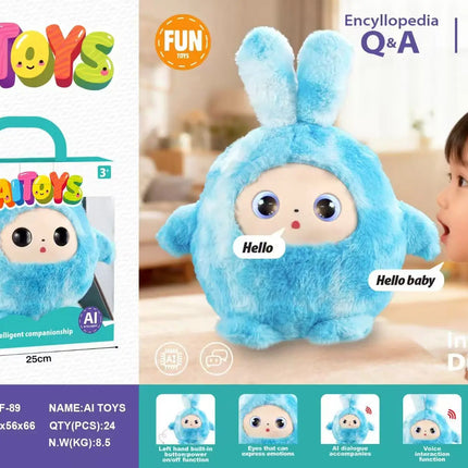 AITOYS Cute AI Interactive Rabbit Plush Doll Multilingual Voice Chat Electronic Pet Toy For Kids Aged 3+ Home Companion Play