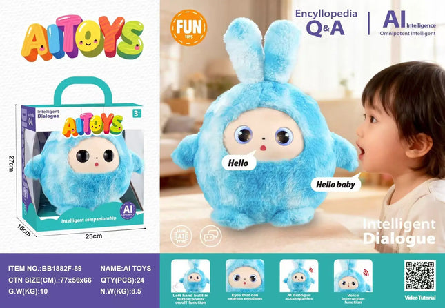 AITOYS Cute AI Interactive Rabbit Plush Doll Multilingual Voice Chat Electronic Pet Toy For Kids Aged 3+ Home Companion Play