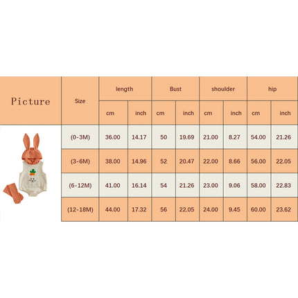 FOCUSNORM 0-18M Lovely Baby Boys Girls Easter Romper Bunny Carrot Embroidery Pocket Sleeveless Hood Jumpsuits Socks