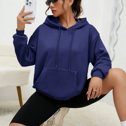 Solid Color Hoody For Female Autumn Fashionable Clothing Casual Fleece Pocket Hoodies Multicolor Unisex Women Streetwear