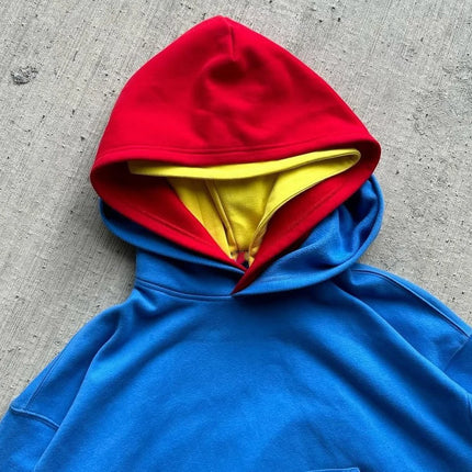 26 Spring Street Style: Three-Layer Color-Striped Surface Y2K Style Personalized Pullover Hoodie for Campus Street Style Photogr