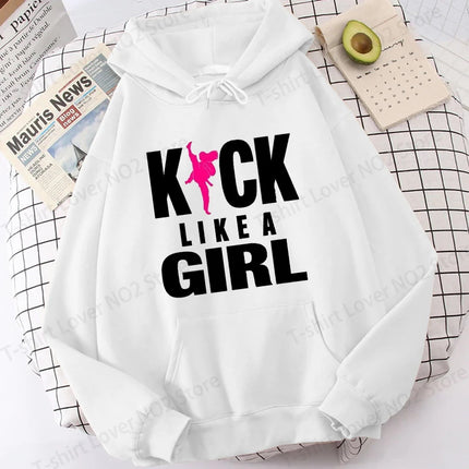 Kick Like a Girl Hoodie, Karate Hoodie, Karate Girl Hoodie, Taekwondo Hoodie, Womens Power Hoodie, Fight Sport Hoodie Sweatshirt