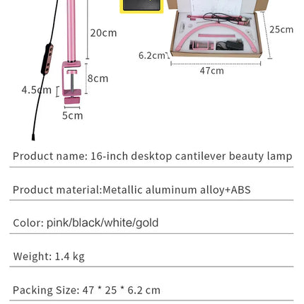 2025 Custom LOGO NEW Half-Moon Ring Light Moon Lamp Makeup Skincare Beauty Tattoo Lash Light Nail Table Facial Bed Clip-on Lamp