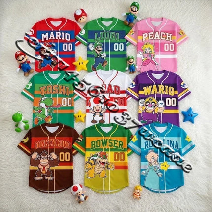 Bandai Movie Game Mario Donkey Kong Oversize T-shirt - Summer Sports Shirt for Adults All Character Family Matching Baseball The