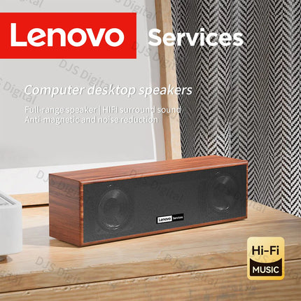 Lenovo C01 Wooden Soundbar Speaker HiFi 360 Surround Stereo Multimedia Desktop Computer Audio Speaker