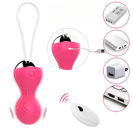 Vaginal Exercise Dumbbells for Women USB Rechargeable 10-Frequency Wireless Remote Control Vibrating Ball Set Adult Toys Female