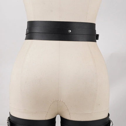 Women's Leather Leg Harness and Butt Harness BDSM Lingerie Set Valentine's Day Gift Rave Costume Belt Clothing Accessories
