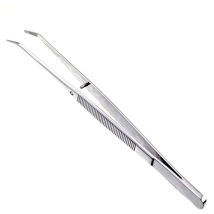 Stainless Steel Tweezers, with Curved Serrated Tip Multipurpose Tweezers Sewing Machine Tweezers Forceps for Craft Repairing