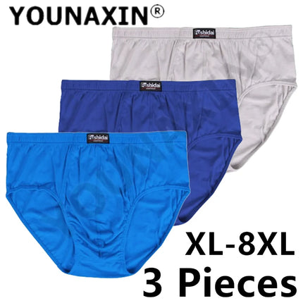 3 Pcs Big Size Briefs Large Underwear Men Underpants Cotton Breathable Panties Undies Knickers XL 2XL 3XL 4XL 5XL 6XL 7XL 8XL