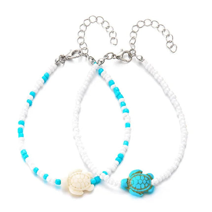 Beach Bead Anklet for Women Jewelry Retro Fashion Beads Stone Pendant Ankle Chain