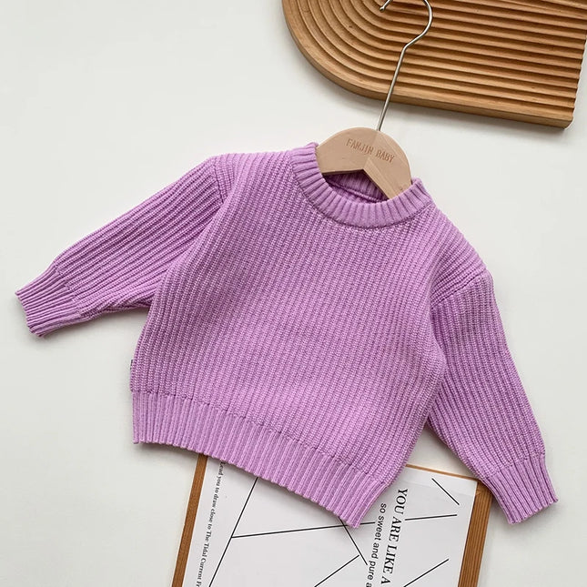 0-6Yrs Baby Boys Sweaters Spring Autumn Children Solid Color Basic Warm Knit Sweater Kids Girls Baby Pullover Sweaters Clothes