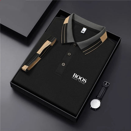 New men's high-quality short-sleeved polo shirt, summer fashion, casual, sweat-absorbing, breathable, cool T-shirt top