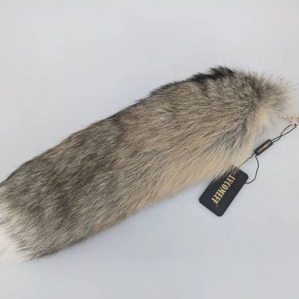 natural fox fur tail keychain furry 2024 chic y2k  beautiful accessory length 40 cm Car Keychains For Women