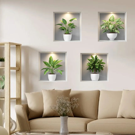 New Creative Green Plants Potted Plants Modern Style Stickers Room Living Room Bathroom Bedroom Wall Ceramic Tile Beautification