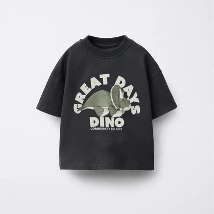 Animal Pattern Boys Clothes T-shirt Summer New Simple Fashion Short Sleeve Tops Kids Tees Round Collar Print Children's T Shirts