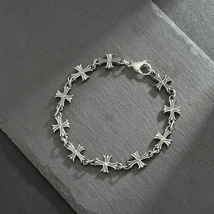 Punk Chain With Cross Necklace For Man Woman Hiphop Crosses Trend Jewelry Premium Clavicle Chain Gothic Bracelet Y2K Accessories