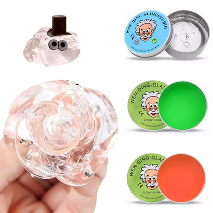 1Pack Clear Glass Lab Putty Crazy Stress Relief Putty with Tin Sensory Bouncing Toy Smart Thinking Toy Kids Holiday Gifts