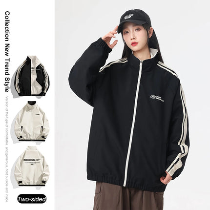 New Jacket Two-sided Long Sleeve Outdoor Men Coats Women Reversible Windproof Coats Splashproof Double-Sided Jackets Couple Top