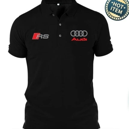 Audi Polo Shirt Men's 2025 Summer RS Logo Four Rings Sporty Streetwear Casual Cotton Short Sleeve