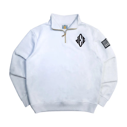 Y2K Retro Zip-Neck Sweatshirt JEE 3D Embroidery Quarter-Zip Pullover Hoodie American Trendy Classic Streetwear Men Clothing