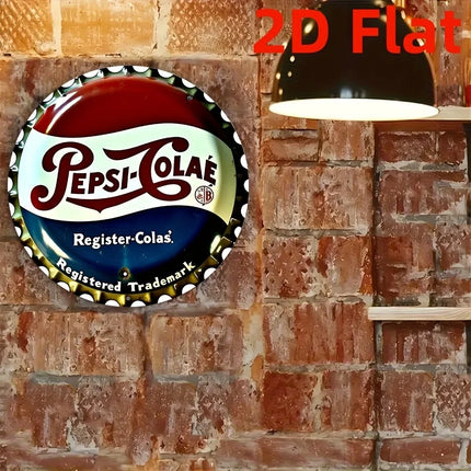 8x8" Round Pepsi Bottle Cap Sign - Aluminum "Register Col" Wreath Decor, Ideal for Office Wall Art, Holiday Season Decor