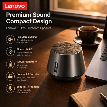 Original Lenovo K3 Pro With Deep Bass Sound Bluetooth 5.3 Speaker Big Audio Outdoor Soundbox Music Portable Camping Loudspeaker