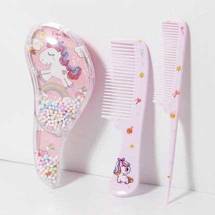 3pcs cartoon comb set, wet and dry dual-use, hair styling, suitable for any hair texture, gift set, special for real hair wigs