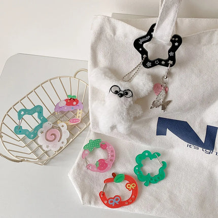 Ins Style Cute Acrylic Cartoon Keychain Holder Korea Kawaii Fruit Cupcake Star Shaped Decor for Bag Pendant Hook Key Hanging