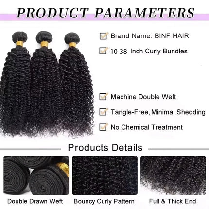Promotional Sale 10-38 Inch Natural Color Jerry Curly Human Hair Bundles And Weaves Unprocessed Brazilian Human Hair Weave Bundles 1-4PCS Raw Hair Bundles Weave Extensions Hair Extensions Materials  For Women Natural Black So