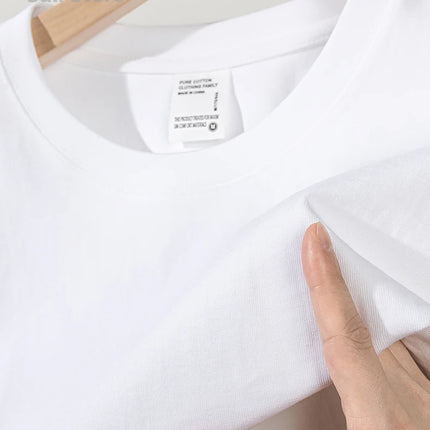 600G Heavy Cotton Short-sleeved T-shirt for Men and Women with The Same Loose Round Neck Simple Navy Blue Bottoming Shirt