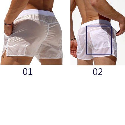 Men Transparent Shorts Bodybuilding Man Summer Sexy Gyms Workout Male Breathable Quick Dry Sportswear Jogger Beach Short Pants