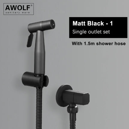 Handheld Toilet Bidet Sprayer Head Brushed Rose Gold Stainless Steel Bathroom Shattaf System Douche Kit AP2354