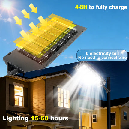 12000W Solar Lights Commercial LED Outdoor Dusk To Dawn Solar Street Lamp Waterproof Backyard Garden Security Lighting IR Sensor