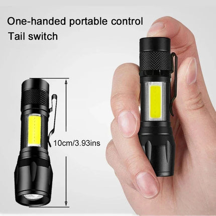 3 PCS Mini LED COB Flashlight Portable Rechargeable Torch with Pen Clip Zoomable Waterproof Light Tactical Lamp Camping Lantern