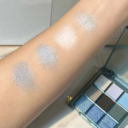 9 Colors Dark Punk Smoked Eyeshadow Palette Blue Black Pearl Matte Eye Shadow Makeup Palette Brightening Shimmer Lying Silkworm