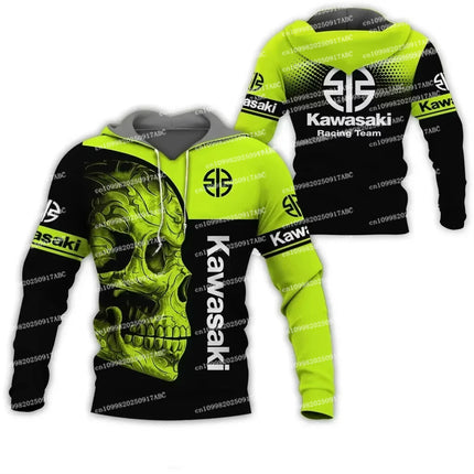 （Kawasaki ）Men's Hoodie Kawasaki Hooded Men's Sports and Leisure Wear 3D Printed Women Hoodie Adventure Fashion Motorcycle Top