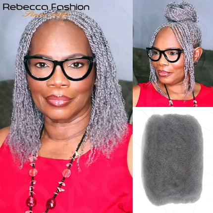 Afro Kinky Bulk Human Hair For Braiding QVR Remy Bulk Hair No Attachment, Soft & Lightweight, Perfect for Boho Box Braids Twists