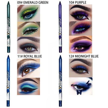Quick-dry Eyeliner Pencil Colorful Long-lasting Eye Liner Pen Waterproof No Blooming Blue Pink Black Cosmetics Tools