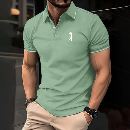 New men's solid color polo shirt, classic men's short-sleeved polo shirt, high-quality casual business polo shirt, social me