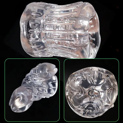 Reusable Male Masturbator Cup Male Masterburbatar Penis Sleeve Sex Toys Transparent Crystal Vagina Textured Tunnel Pocket Pussy