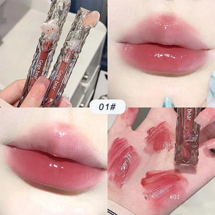 Gege Bear Crystal Mirror Water Lip Gloss Hydrating and Ultra-Moisturizing High Shine Glossy Lip Tint for Fuller Lips