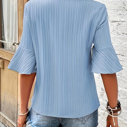 Sky blue Women's plus size shirt summer chic elegant shirt casual women's fashionable shirt  Sky blue