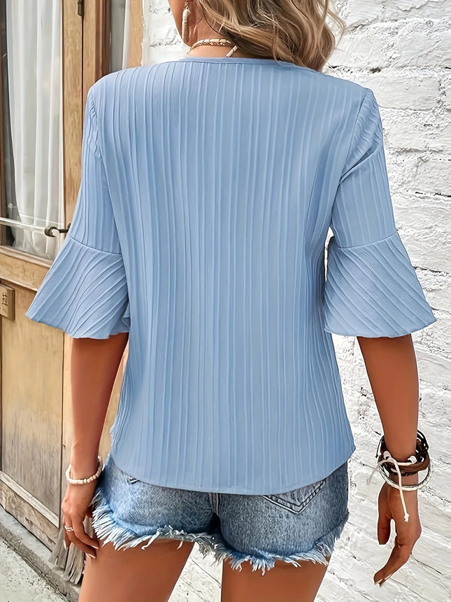 Sky blue Women's plus size shirt summer chic elegant shirt casual women's fashionable shirt  Sky blue