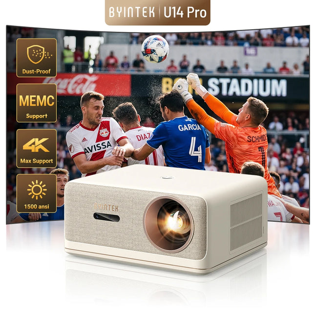 BYINTEK U14 Pro Android 11 Projector Native 1080P 1500 Lumens 4K Auto Focus 2G+32G MEMC HDR10 24W Speaker Enclosed Engine Beamer