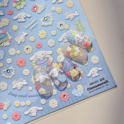 Embossed Sanrio Series Nail Stickers My Melody Hello Kitty Self-Adhesive Nail Parts Long-Lasting Colors Kuromi Nail Accessories
