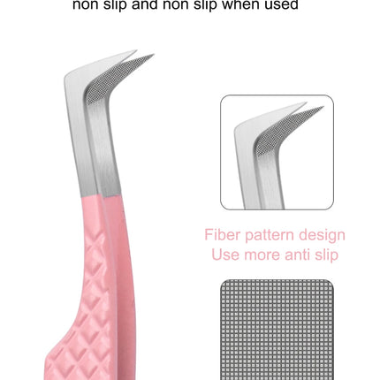 Fiber Tip Tweezers for Eyelash Extension Pink Stainless Steel High Precision Lash Tweezers for Volume Fans Makeup Tools
